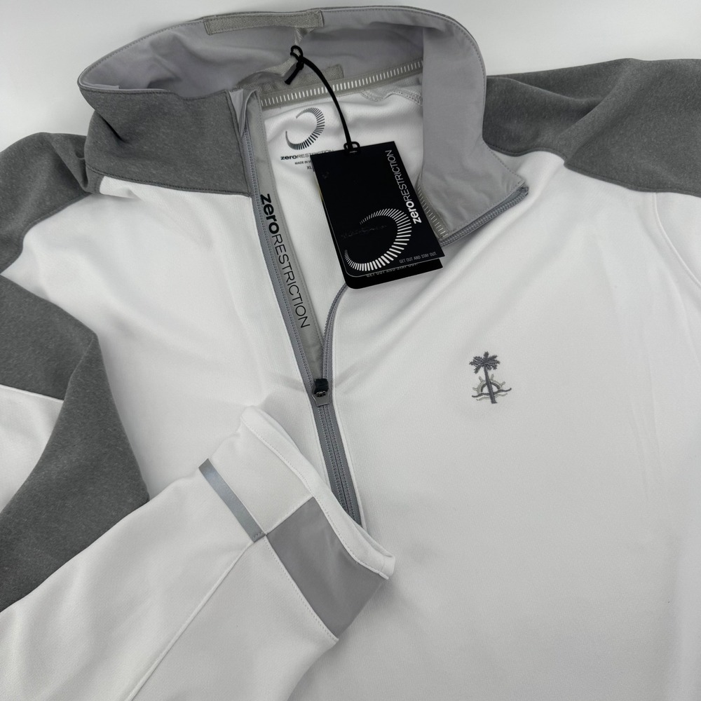 Zero Restriction Mens Z425 1/4 Zip Golf Pullover White Grey L1016 XL NEW
